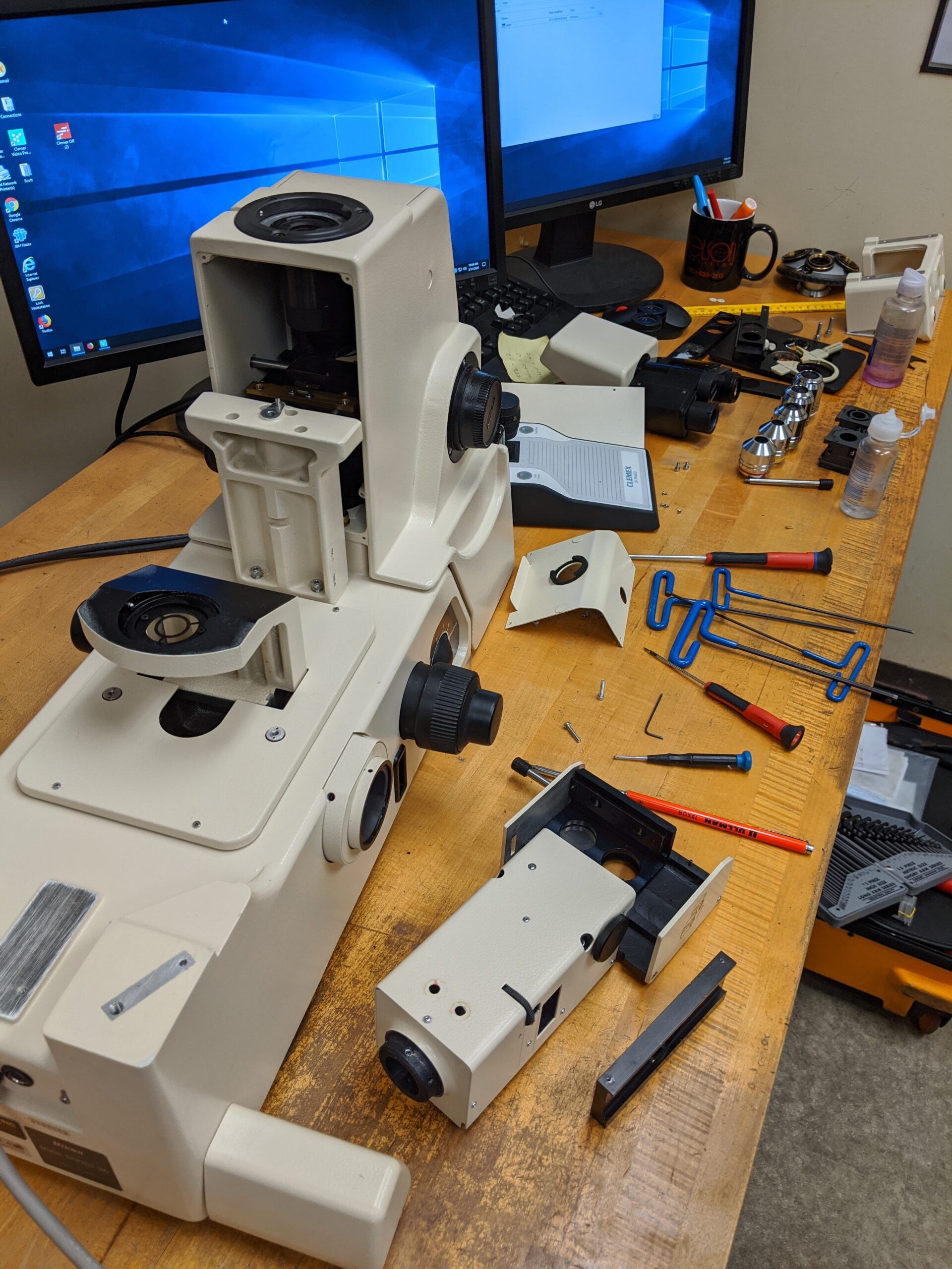 Nikon Epiphot 300 Metallograph Microscope Profiler Comparator Linear Stage Cleaning and Calibration Accredited to 17025 Michigan, Ohio, Indiana, New York