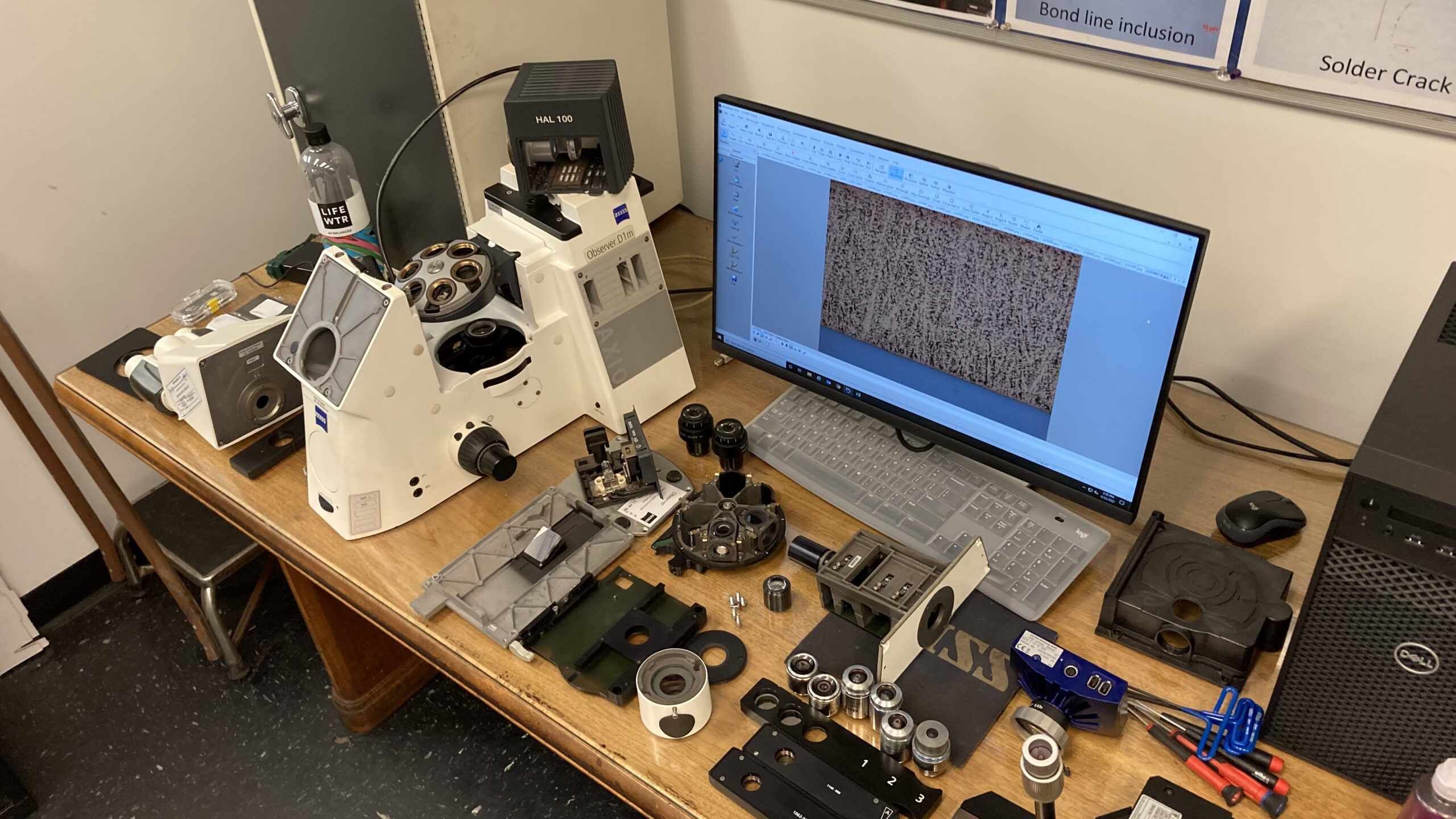 Zeiss Axio Observor Metallograph Microscope Profiler Comparator Linear Stage Cleaning and Calibration Accredited to 17025 Michigan, Ohio, Indiana, New York